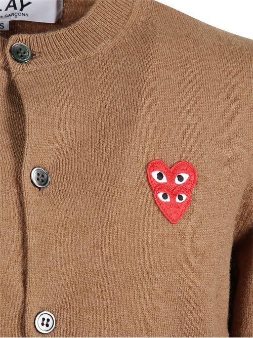 Cardigan with heart logo COMME DES GARÇONS PLAY | AXN0750513BROWN